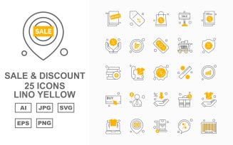 25 Premium Sale & Discount Lino Yellow Icon Set