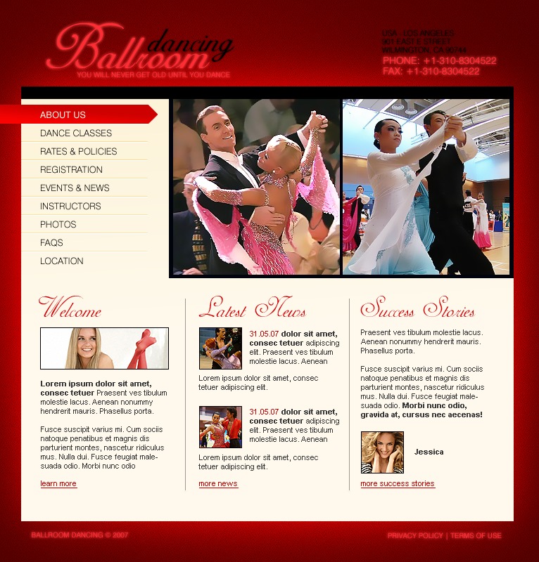 Dance Studio Website Template #16365