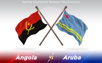 Angola versus Aruba Two Countries Flags - Illustration