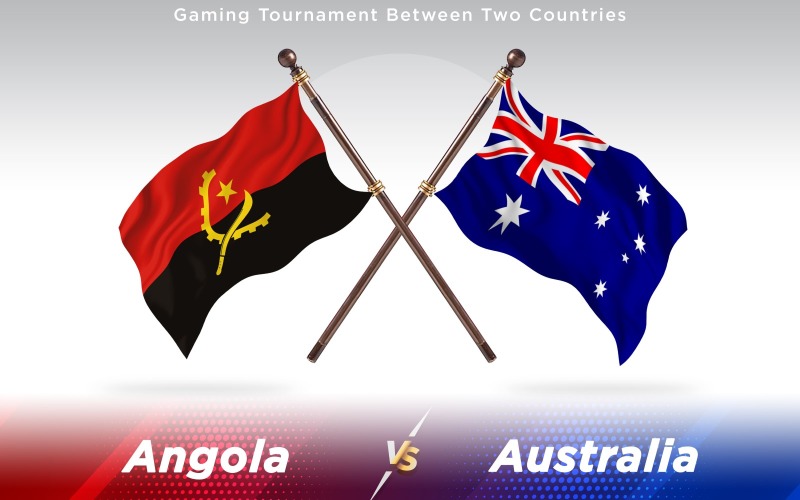 Angola versus Australia Two Countries Flags - Illustration
