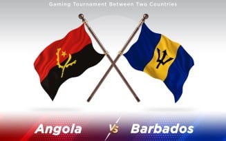 Angola versus Barbados Two Countries Flags - Illustration