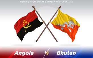 Angola versus Bhutan Two Countries Flags - Illustration