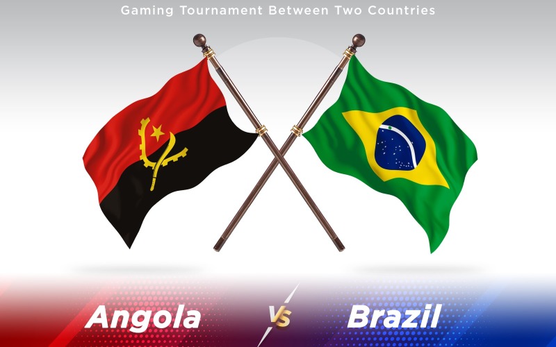 Angola versus Brazil Two Countries Flags - Illustration