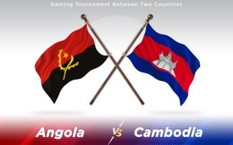 Angola versus Cambodia Two Countries Flags - Illustration
