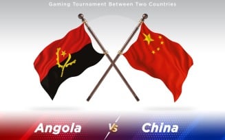 Angola versus China Two Countries Flags - Illustration