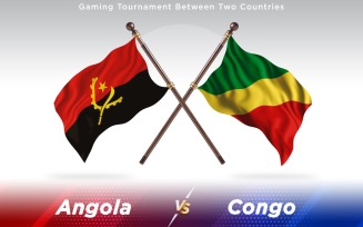 Angola versus Congo Two Countries Flags - Illustration