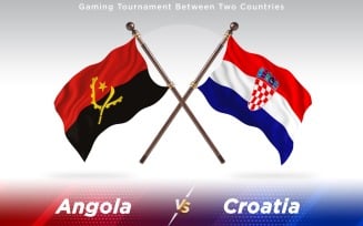 Angola versus Croatia Two Countries Flags - Illustration