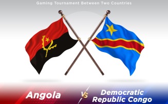 Angola versus Democratic Republic Congo Two Countries Flags - Illustration