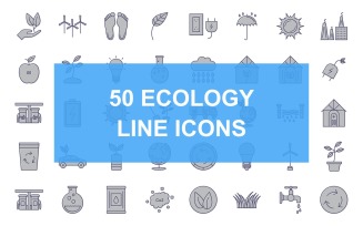 50 Ecology Line Filled Icon Set