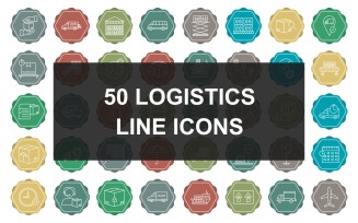 50 Logistics Line Multicolor Background Icon Set