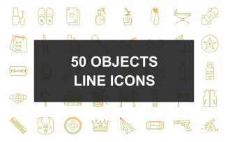 50 Objects Line Gradient Icon Set