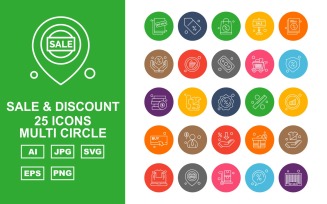 25 Premium Sale & Discount Multi Circle Icon Set