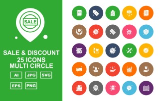 25 Premium Sale & Discount Multi Circle Icon Set