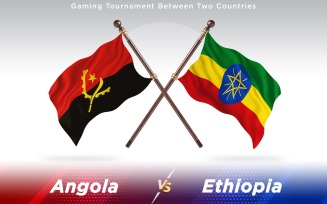 Angola versus Ethiopia Two Countries Flags - Illustration