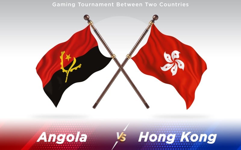 Angola versus Hong Kong Two Countries Flags - Illustration