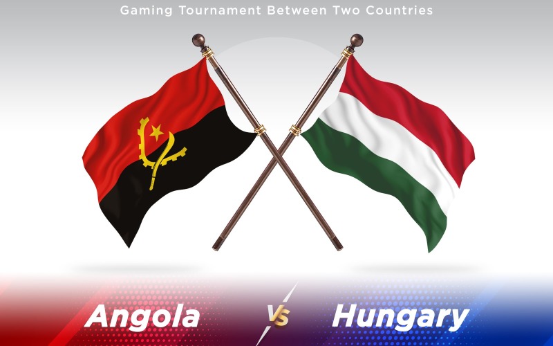 Angola versus Hungary Two Countries Flags - Illustration
