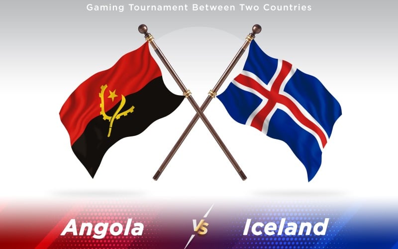 Angola versus Iceland Two Countries Flags - Illustration