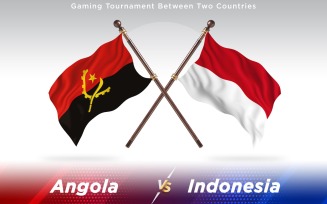 Angola versus Indonesia Two Countries Flags - Illustration