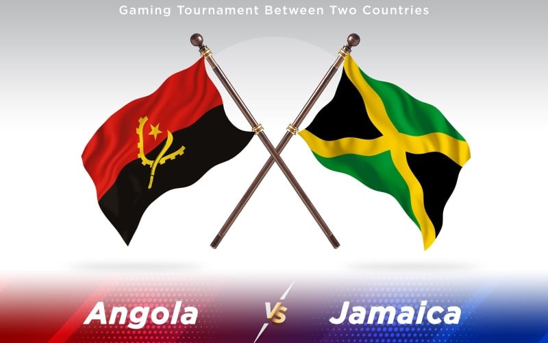 Angola versus Jamaica Two Countries Flags - Illustration