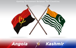 Angola versus Kashmir Two Countries Flags - Illustration