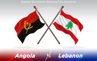Angola versus Lebanon Two Countries Flags - Illustration
