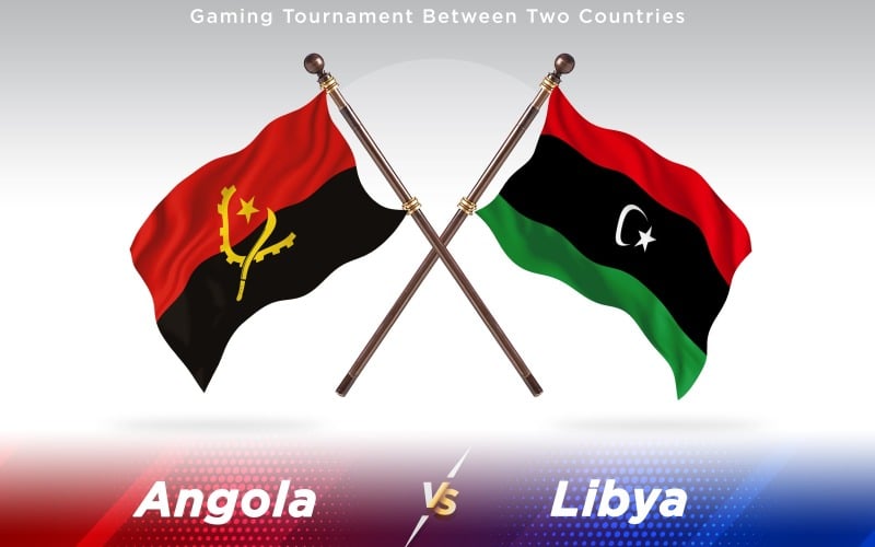 Angola versus Libya Two Countries Flags - Illustration