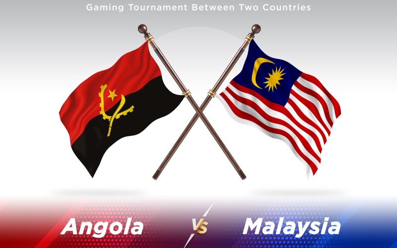 Angola versus Malaysia Two Countries Flags - Illustration