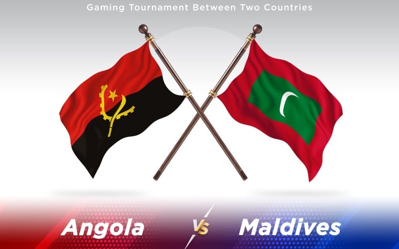 Angola versus Maldives Two Countries Flags - Illustration