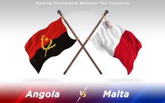 Angola versus Malta Two Countries Flags - Illustration