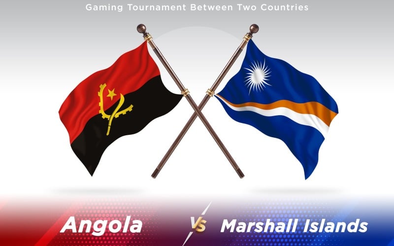 Angola versus Marshall Islands Two Countries Flags - Illustration