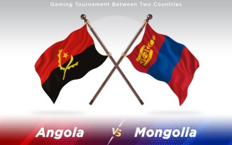 Angola versus Mongolia Two Countries Flags - Illustration
