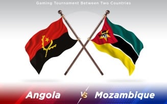 Angola versus Mozambique Two Countries Flags - Illustration