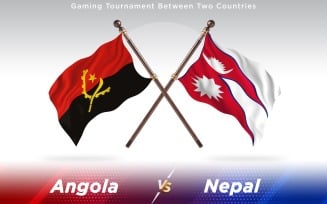Angola versus Nepal Two Countries Flags - Illustration