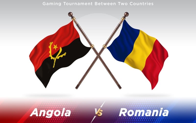 Angola versus Romania Two Countries Flags - Illustration