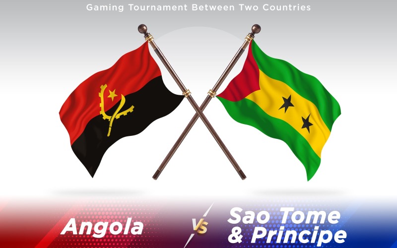 Angola versus Sao Tome & Principe Two Countries Flags - Illustration