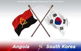 Angola versus South Korea Two Countries Flags - Illustration