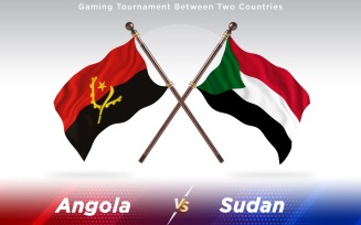 Angola versus Sudan Two Countries Flags - Illustration