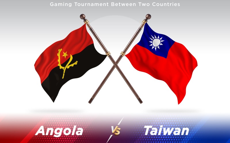 Angola versus Taiwan Two Countries Flags - Illustration