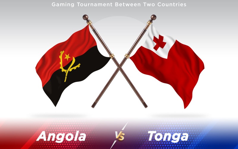 Angola versus Tonga Two Countries Flags - Illustration