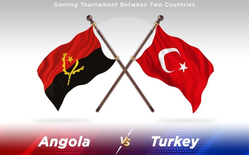 Angola versus Turkey Two Countries Flags - Illustration