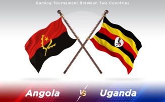 Angola versus Uganda Two Countries Flags - Illustration
