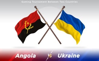 Angola versus Ukraine Two Countries Flags - Illustration