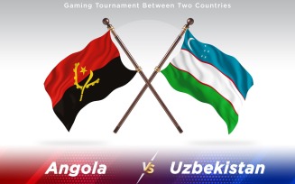 Angola versus Uzbekistan Two Countries Flags - Illustration