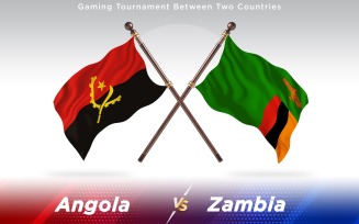 Angola versus Zambia Two Countries Flags - Illustration