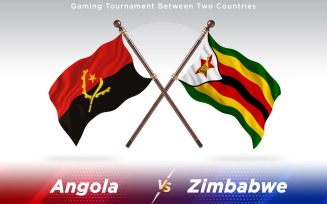 Angola versus Zimbabwe Two Countries Flags - Illustration