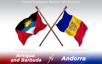 Antigua versus Andorra Two Countries Flags - Illustration