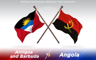 Antigua versus Angola Two Countries Flags - Illustration