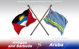 Antigua versus Aruba Two Countries Flags - Illustration