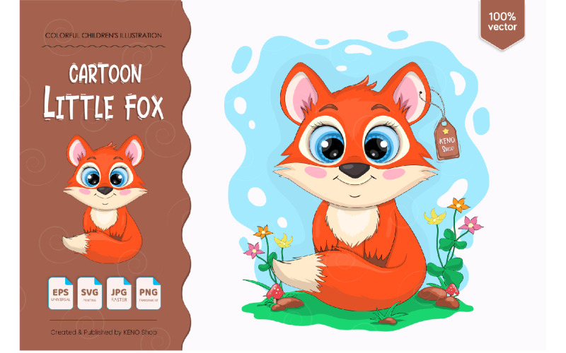Little Cartoon FOX - Vector Image Vector Graphic