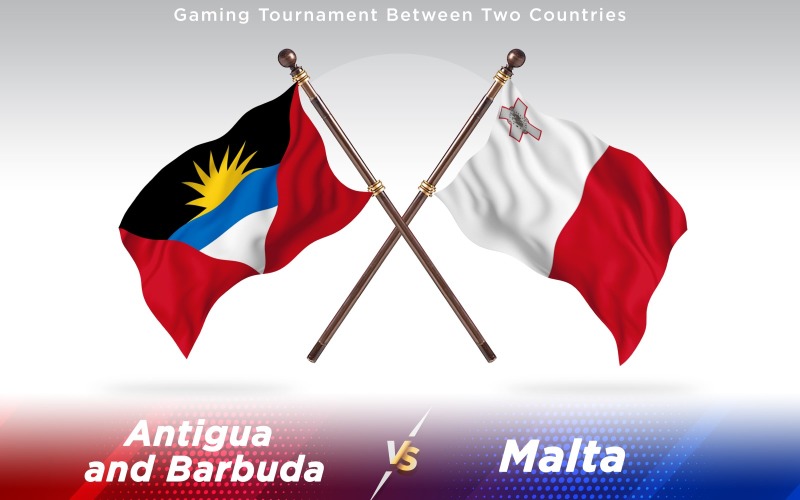 Antigua versus Malta Two Countries Flags - Illustration